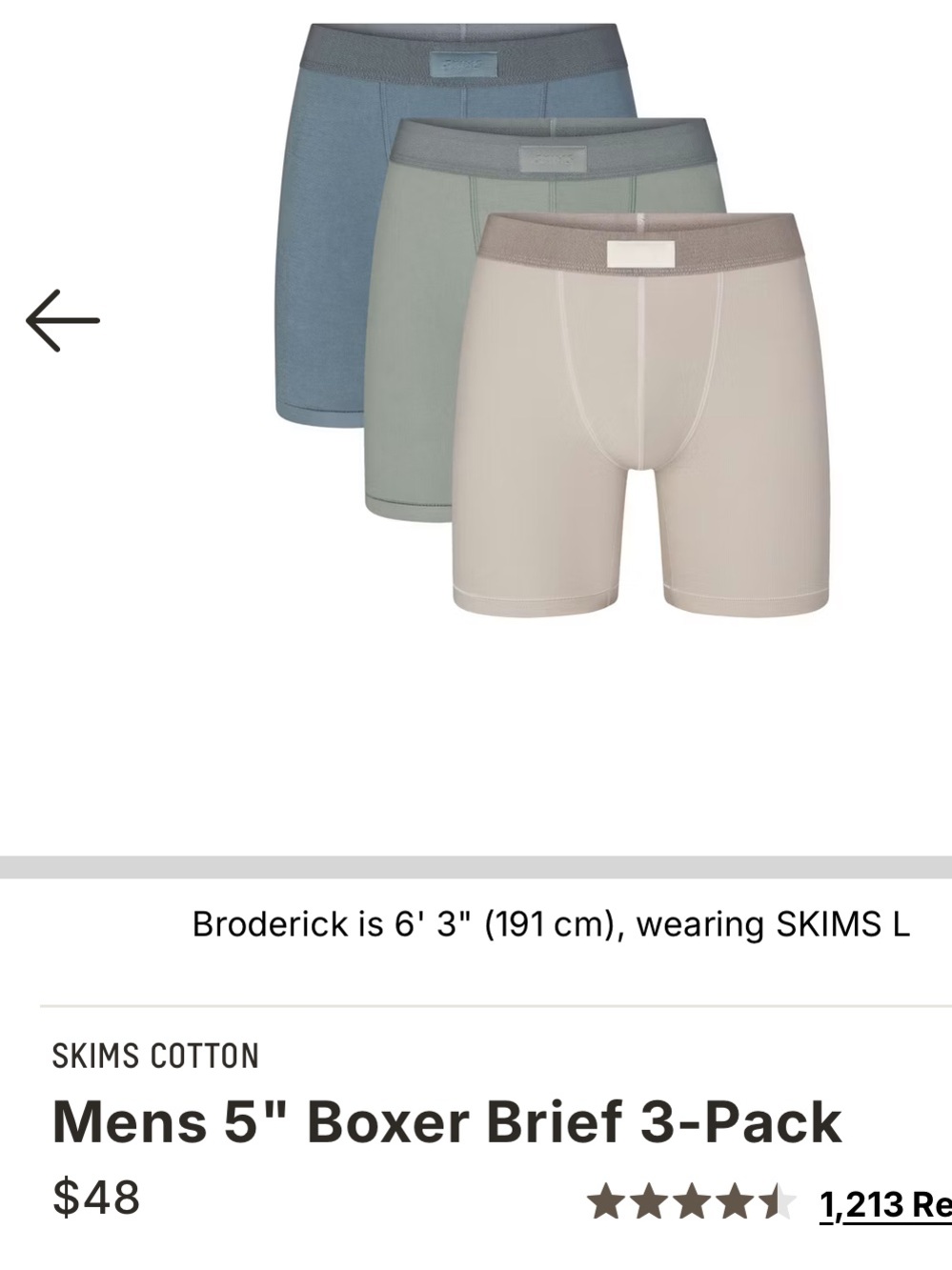 SKIMS Men's Cotton Boxer Briefs 4 Pack in Denim Sage Stone Onyx Medium NWOT!!